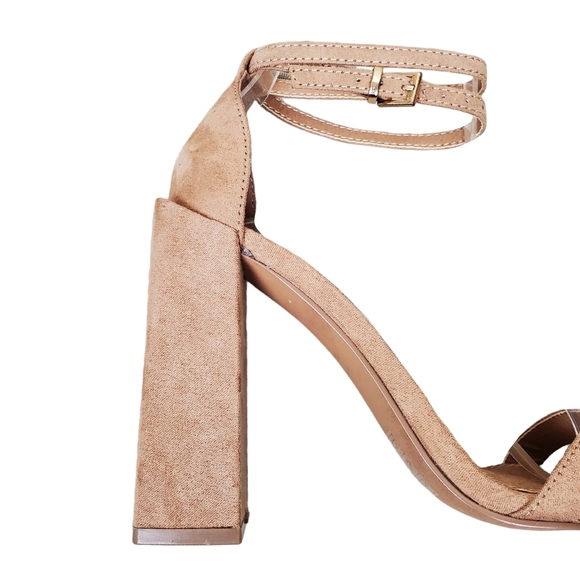 ASOS Womens Nude Faux Suede Ankle Strap Block Heel Sandals Size 4 - Picture 10 of 13